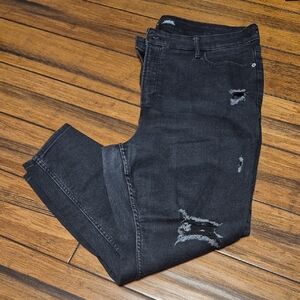 OLD NAVY Black Extra High Rise Rockstar Super Skinny Distressed Jeans